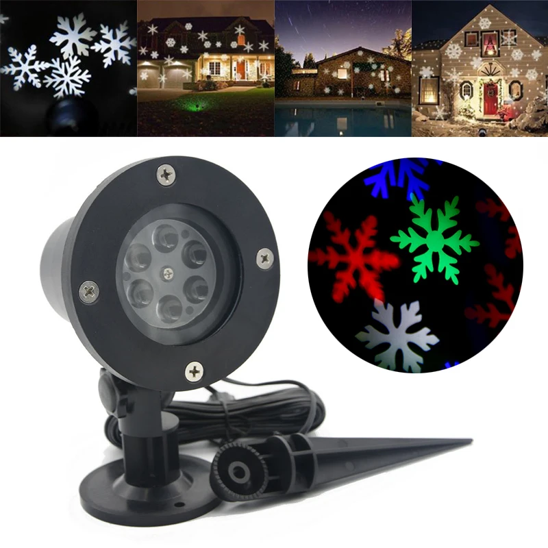 Xmas Snowflake Moving Sparkling Laser Projector Star Light LED Landscape Lamp