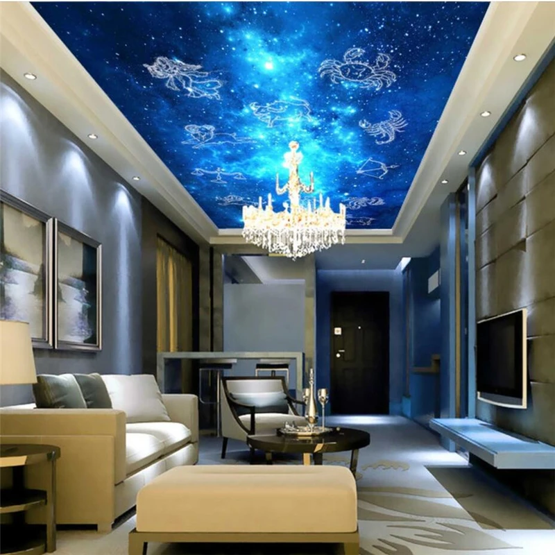 

wellyu Custom wallpaper 3d high-definition bright galactic 12 constellations zenith living room 3d wallpaper papel de pared обои