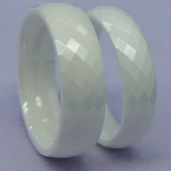 8mm classic facet white hi-tech scratch proof ceramic ring 1pc