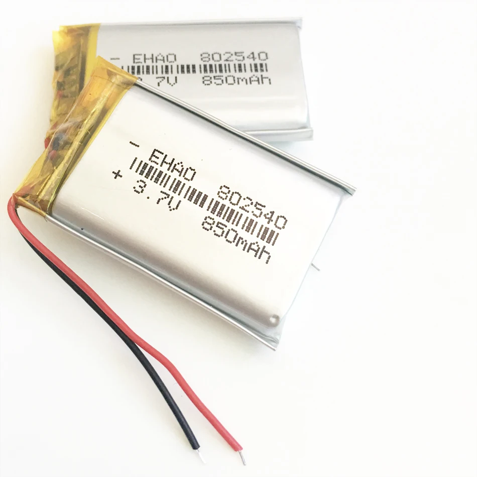 3.7V 850mAh 802540 litowo-polimerowa LiPo akumulator do Mp3 PAD DVD E-book zestaw słuchawkowy Bluetooth głośnik 8*25*40mm