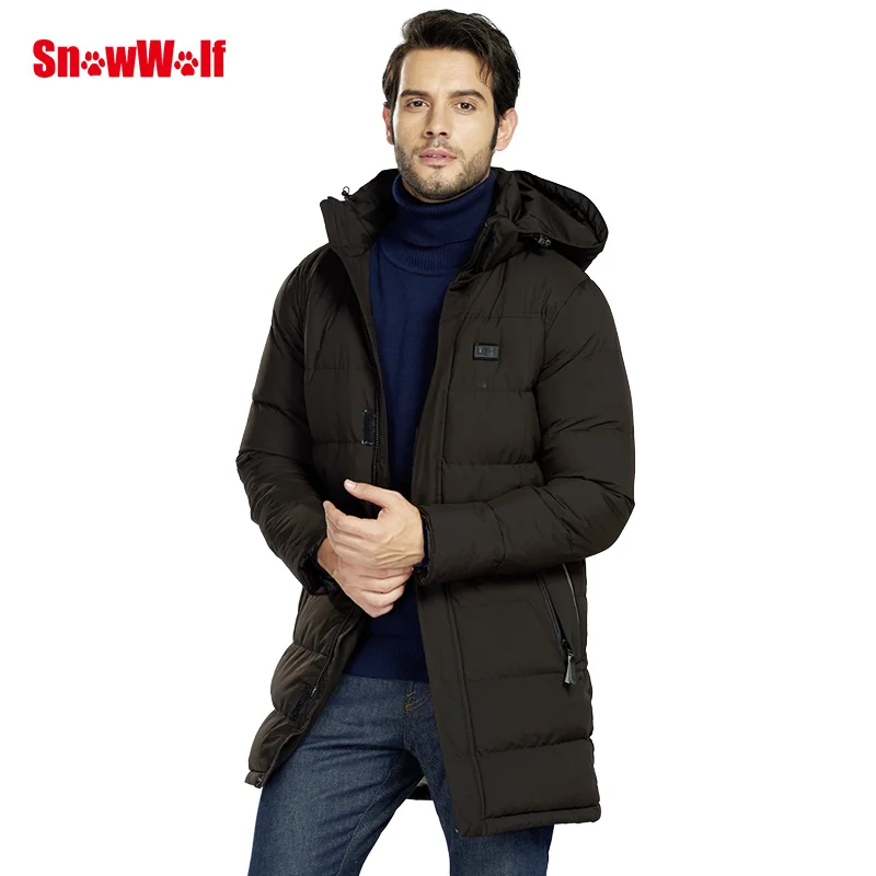 SNOWWOLF Men Winter Fishing Clothes Outdoor USB Infraded Heating Hooded Cotton Jacket Hiking Fishing Thermal Clothing Coat