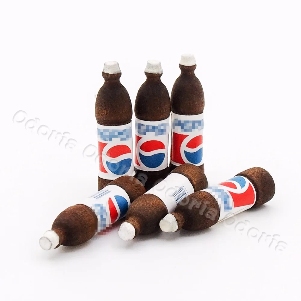 Odoria 1:12 Miniature 6PCS Coke Soda Bottles Soft Drinks Beverage Simulation Drink Model Kitchen Set Dollhouse Accessories Decor