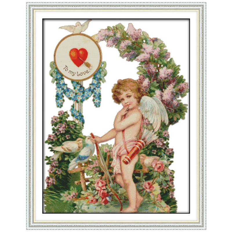 Angel's Love Patterns Counted Cross Stitch Set DIY 11CT 14CT 16CT Stamped DMC Cross-stitch Kit Embroidery Needlework Home Decor