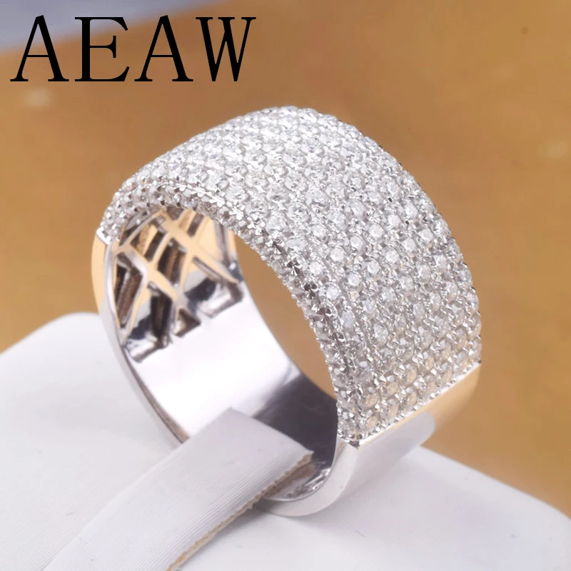 

AEAW Luxury Center 10mm Width DF Color VVS Moissanite Engagement Ring for Men 14K 585 White Gold Ring