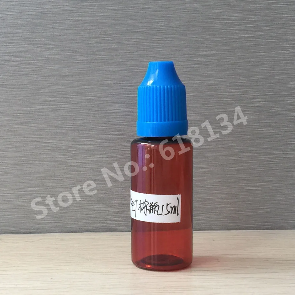 

Free shipping,2000pcs/lot 15ml PET brown dropper bottle with childproof cap and tips