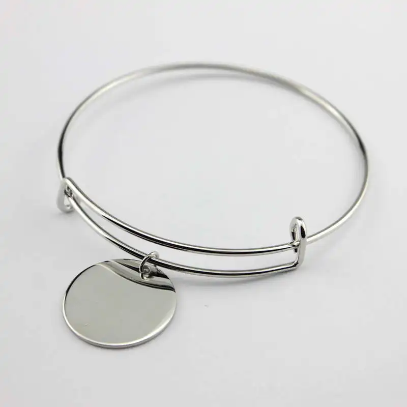 Monogram Flat Disc Charm Bangle Adjustable Bracelets