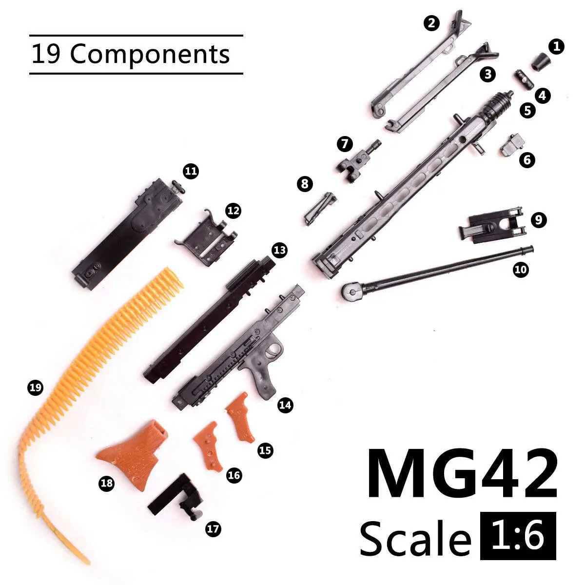 1/6 Scale MG42 Toy Gun Model Assembly Puzzles Building Bricks Gun Soldier Machine Gun Fit 12\