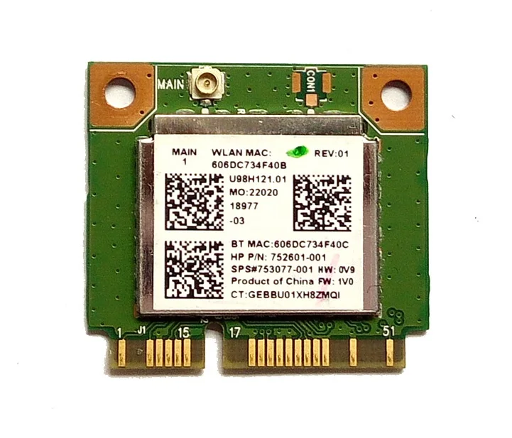 Hurtownia nowego Wi-Fi dla karty Bluetooth 4.0 Half MINI PCI-E dla Realtek RTL8723BE SPS 753077 -001 Dla HP 470 455 450 445 440 G2