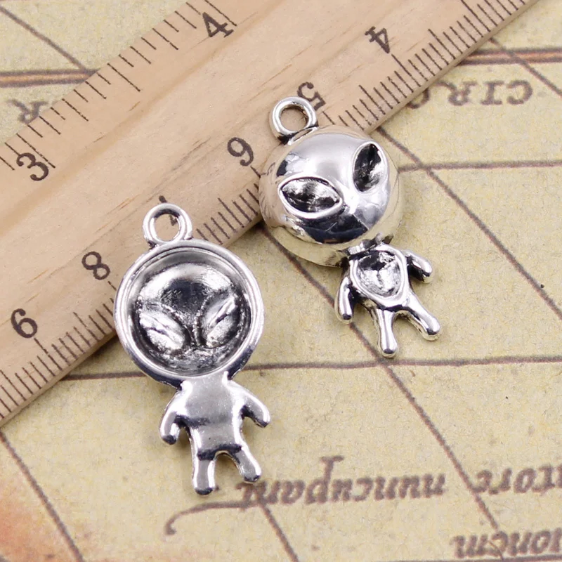 10pcs Charms Alien ET Saucerman 31x15mm Tibetan Pendants Antique Jewelry Making DIY Handmade Craft For Necklace