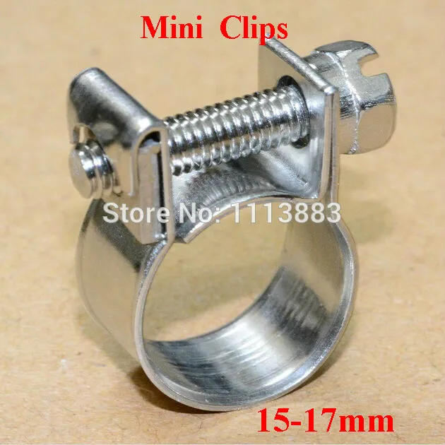 10 X 15-17mm 304 Stainless Steel Fuel Line Mini Hose Clips Petrol Pipe Clamps