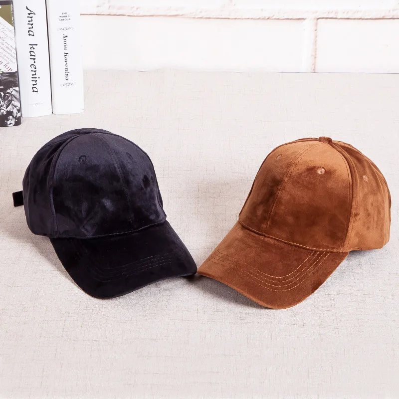 Warm winter Plain Velvet baseball caps with no embroidered casual dad hat strap back outdoor blank sport cap and hat for women