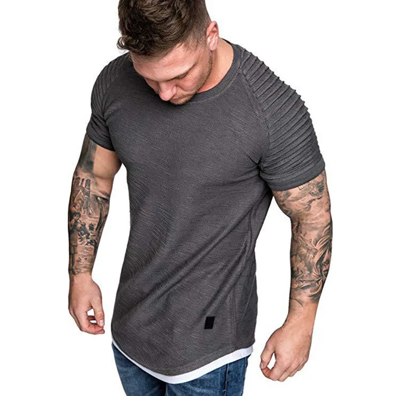 2023Summer Streetwear T-Shirts Men\'s Clothing M-3XL Casual Short Sleeve T Shirt Men Slim Fit Solid T Shirts Tops Tee Shirt Homme