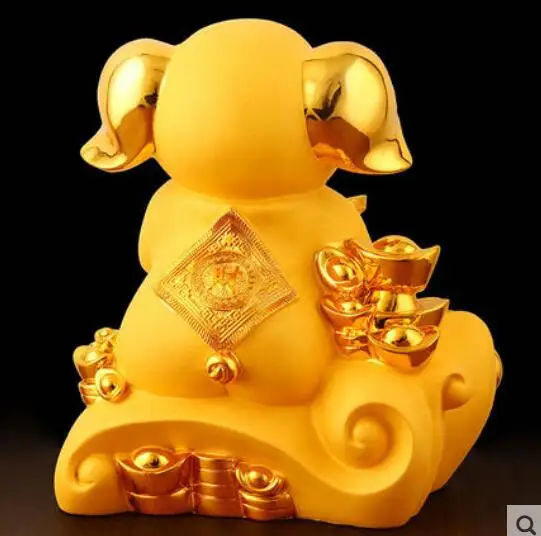 23cm  Resin Zodiac lucky pig piggy bank ingot wishful gift ornaments