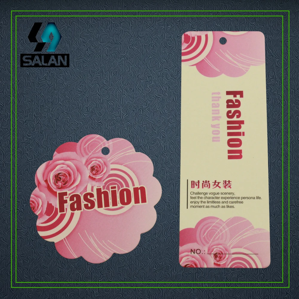 Cutom swing tag for clothing with full color paper printed bookmarks garment hang tags cardboard printed tags for clothing