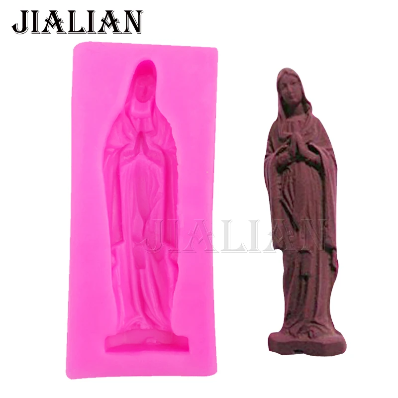 3D Virgin Mary chocolate Party wedding cake decorating tools DIY baking fondant silicone mold Gumpaste Candy T0235