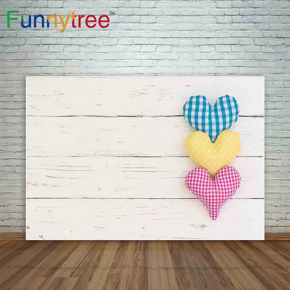 Funnytree backdrop for photographic studio wood beach lattice colorful heart pastel backdrops printing studio photo backgrounds