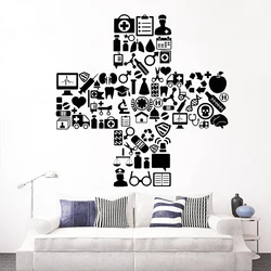 Vinyl Wall Decal Medicine Hospital Symbol Clinic Doctor Nurse Stickers for Wall Window Glass Self Adhesive Posters D374