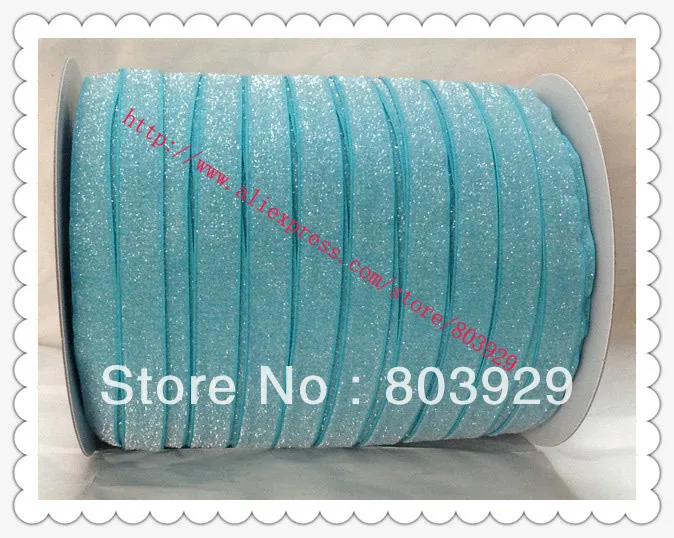 Stretch Metallic Headband Ribbon  Misty Turquoise Sparkle Ribbon   3/8