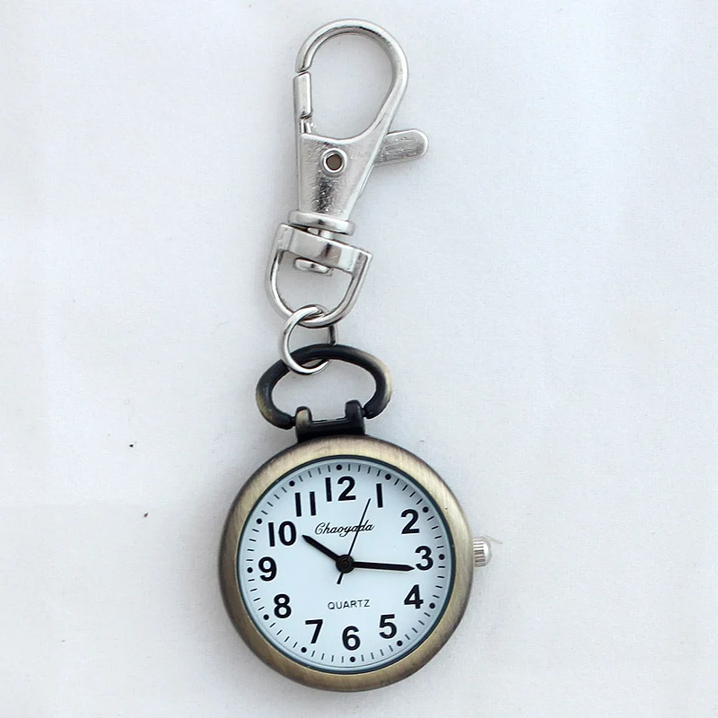 Silver Gold Bronze Retro Pocket Key Ring Clip Clasp Bag Watch Quartz Watch GL52 Cute Pocket Watches