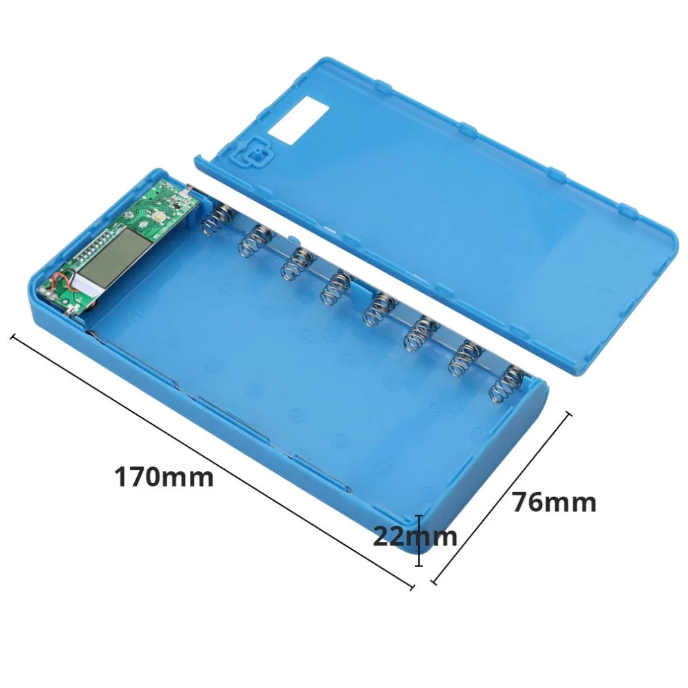 DIY 8x18650 Battery Holder Power Bank DIY 18650 Box Case  Portable LCD Display Dual USB Port Battery Box Powerbank Case