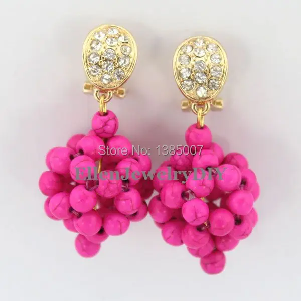 Hot Pink beautiful Beads Earrings,Nigerian beautiful Earrings Bridesmaid Earrings Wedding Gift African Bridal Jewelry