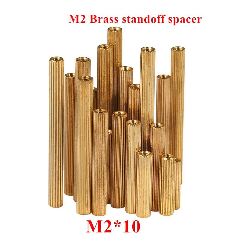 200pcs M2*10mm Brass standoff spacers Round brass pillar Thread M2 Female female Spacing Screws