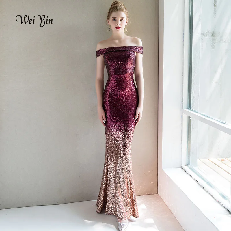 

weiyin New Style Evening Dress Long Sparkle 2023 New Blackless Women Elegant Sequin Mermaid Maxi Evening Party Gown Dress WY1004