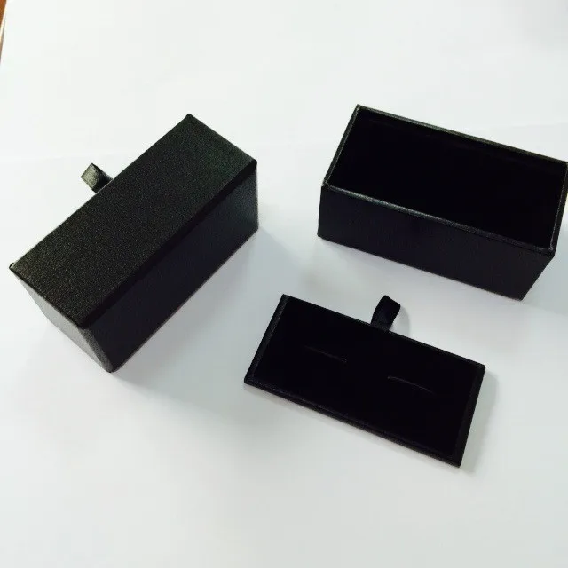 DHL Wholesale 200pcs/lot Black Cufflink Box Cufflink Gift Case Holder Jewelry Packaging Boxes Organizer Black