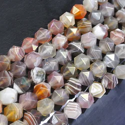 6-10mm Natural Round Faceted Stripe Brown Botswana Agate Beads For Jewelry Making Beads 15'' Needlework DIY Beads Bracelets
