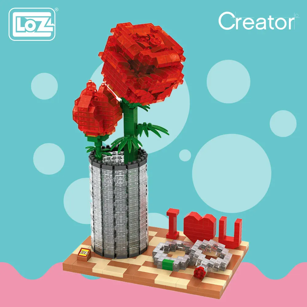 

LOZ Diamond Blocks Bricks Toys Building Assembly Toy Crystal Rose Valentine's Day Gifts Girl Friend Gift DIY Flower 9022