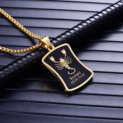Scorpio 12 Constellations Necklace Birthday Gifts Gold Color Stainless Steel Amulet Pendant Zodiac Sign Jewelry Collier 2025