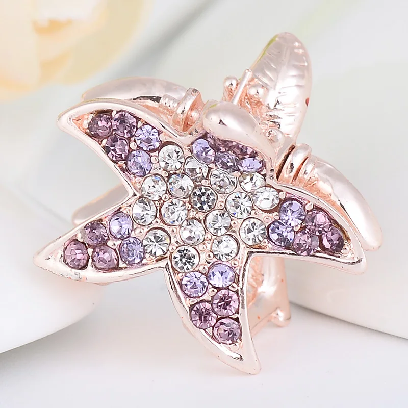 EASYA 2022 New Hair Accessories Fashion Sparkling Rhinestone Crystal Starfish Hair Crab Claw Women Girls Hairwear Ornaments