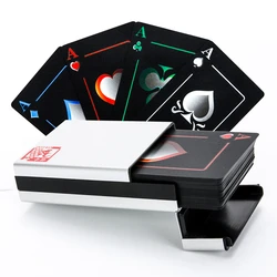 Tarjetas de regalo de Navidad, cartas de póker de elfo negro, caja de papel/Metal para elegir, cartas de Poker impermeable de plástico negro Premium