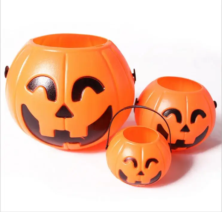 7*6cm Cute Halloween Decoration Props Smile Face Pumpkin Candy Bags Basket LED Lantern Craft Ornament Free Shipping