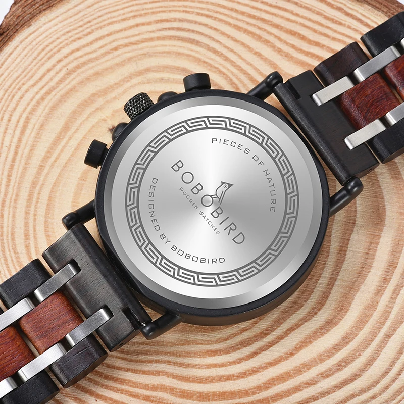 Relogio Masculino BOBO BIRD Wooden Watch Men Top Brand Luxury Stylish Chronograph Military Watches in Wooden Box reloj hombre