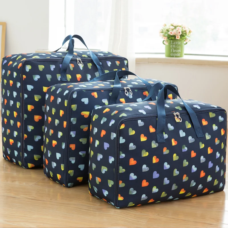 New Lovely Print Oxford Storage Bag With Handle Durable Closet Organizer For Travel Wardrobe Home Quilt Toy Sundries Tidy Bag