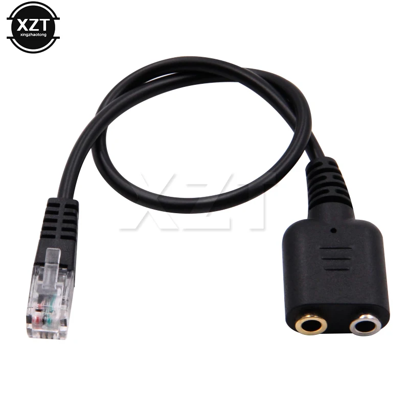 Audio Cable Dual 3.5mm Audio Jack Female to Male RJ9 Plug Adapter Convertor Cable PC Computer Headset Telephone Using Black