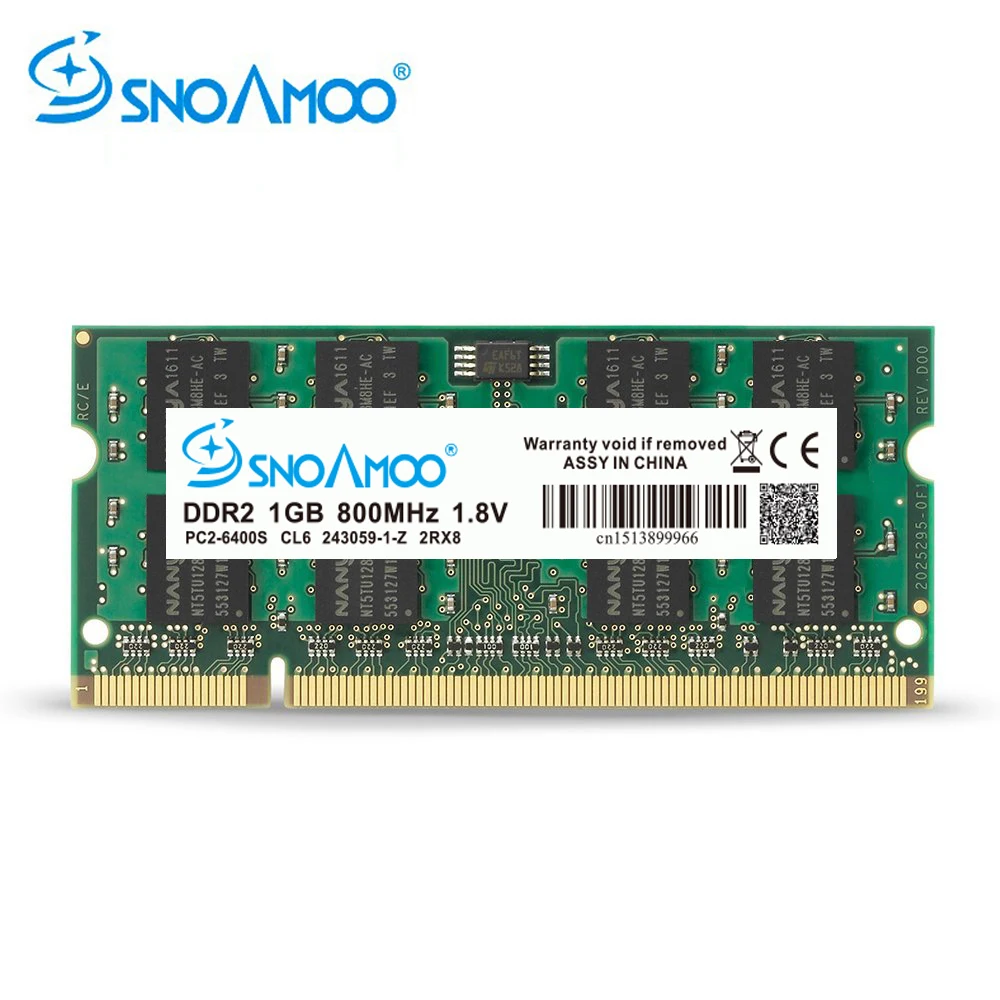 SNOAMOO DDR2 1GB 2GB 667MHz Laptop RAMs  PC2-5300S 800MHz PC2-6400S 200Pin CL5 CL6 1.8V 2Rx8 SO-DIMM Computer Memory Warranty