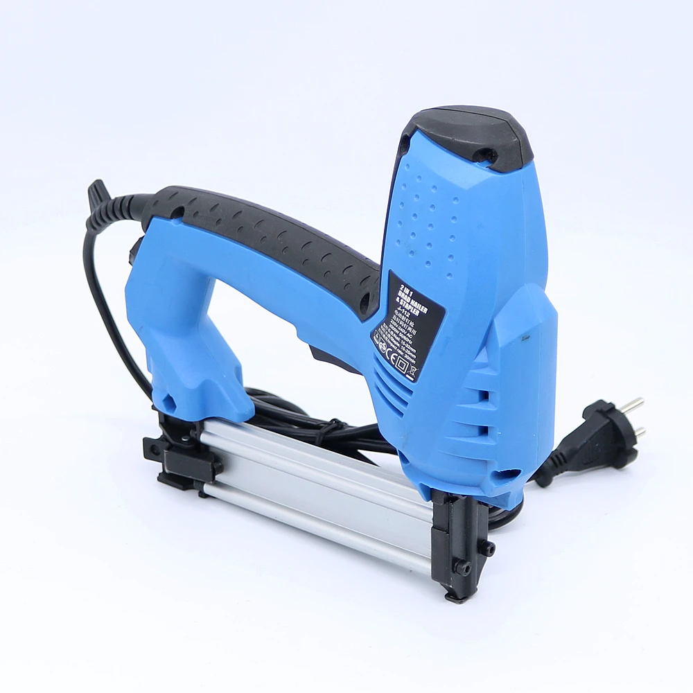 Pistola de grampo elétrica 200v-240v 2 em 1, nailer e grampeador, ferramenta elétrica para unhas com 500 peças de unhas para móveis de madeira