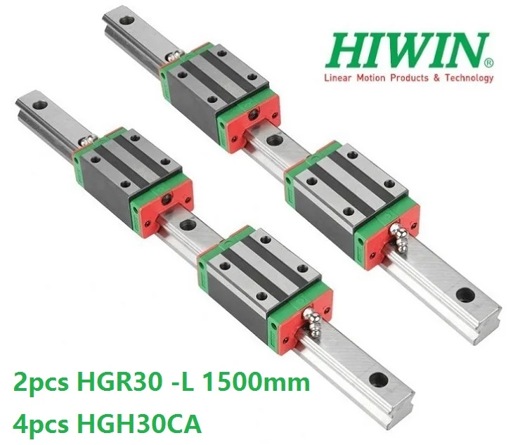 2pcs 100% Original New Hiwin HGR30 -L 1500mm linear guide/rail + 4pcs HGH30CA linear narrow blocks for CNC router