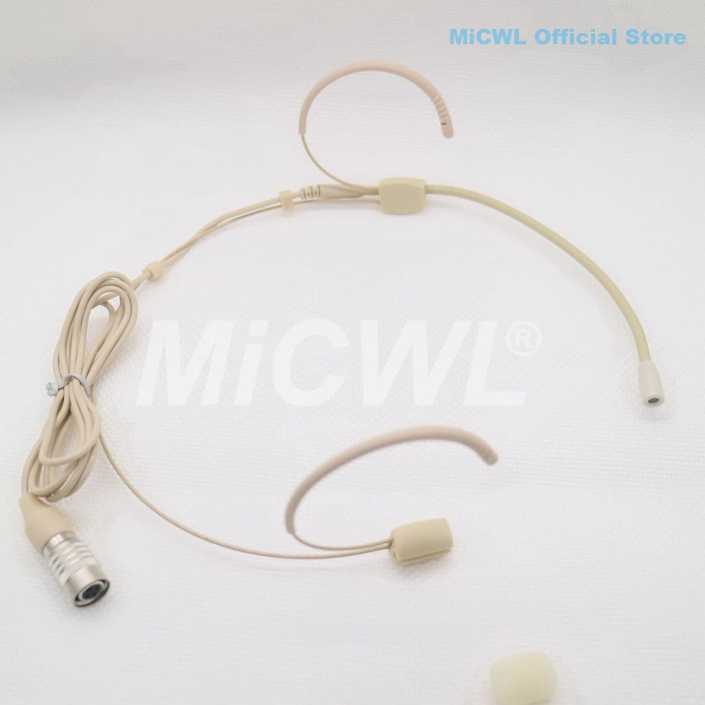 Headworn Headset Microphone For Shure MiPro Sennheiser Audio-Technica AKG BeltPack Transmitter MiCWL Beta53 Beige Mic