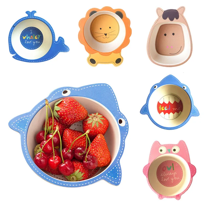 Cartoon Natural Bamboo Fiber Bowls Baby Dishes Bowl Kids Feeding Tableware Infant Toddler Portable Environmental Plates G0154