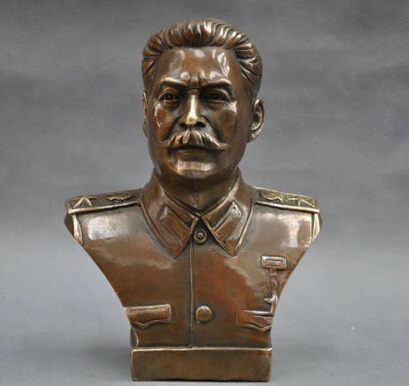 

Copper crafts 6" Elaborate Russian Leader Joseph Stalin Bust Bronze Statue sculpture Pure Brass Antique decoration