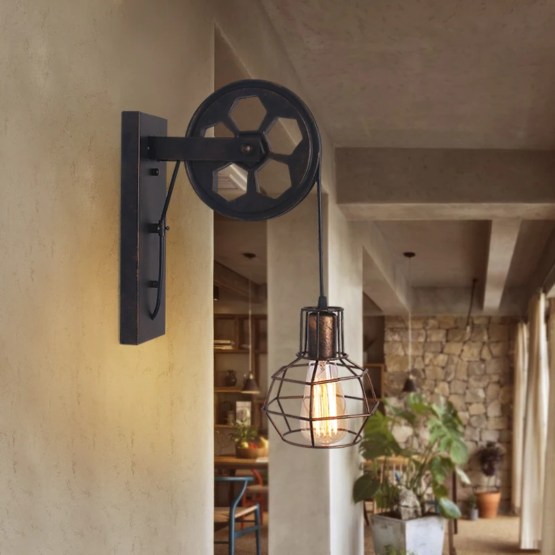 Creative wall lamp retro industrial wind bar aisle corridor inn antique nostalgic living room background wall