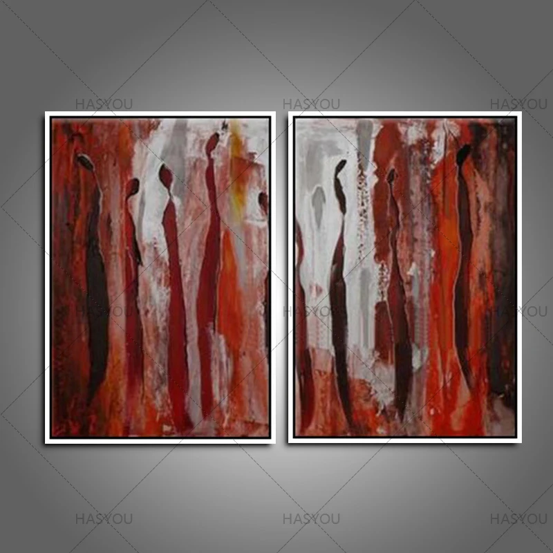 

2pcs 100% handmade Canvas Oil Painting modern wall painting Home Decor Picture For living room hotel Christmas wedding Gift