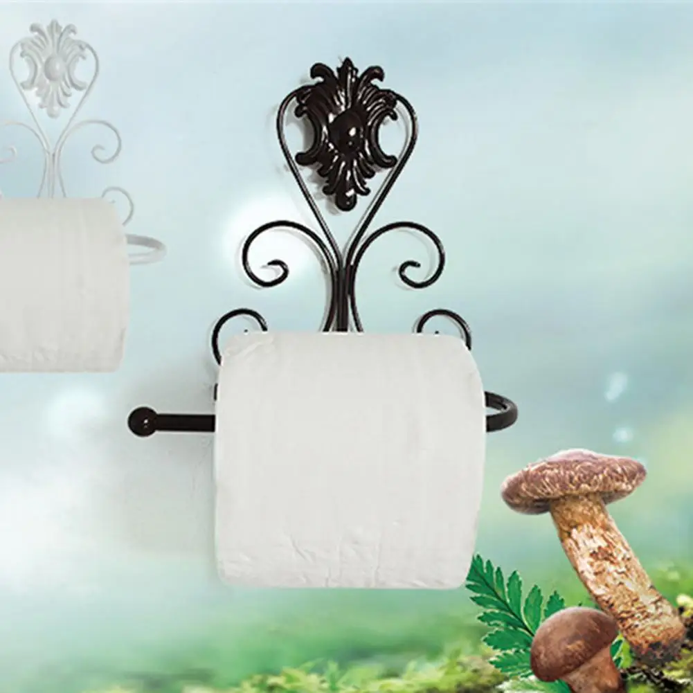 Bathroom Roll Toilet Paper Holder Iron Continental Retro Bathroom Decoration Wall Mounted Toilet Paper Towel Shelf Rack