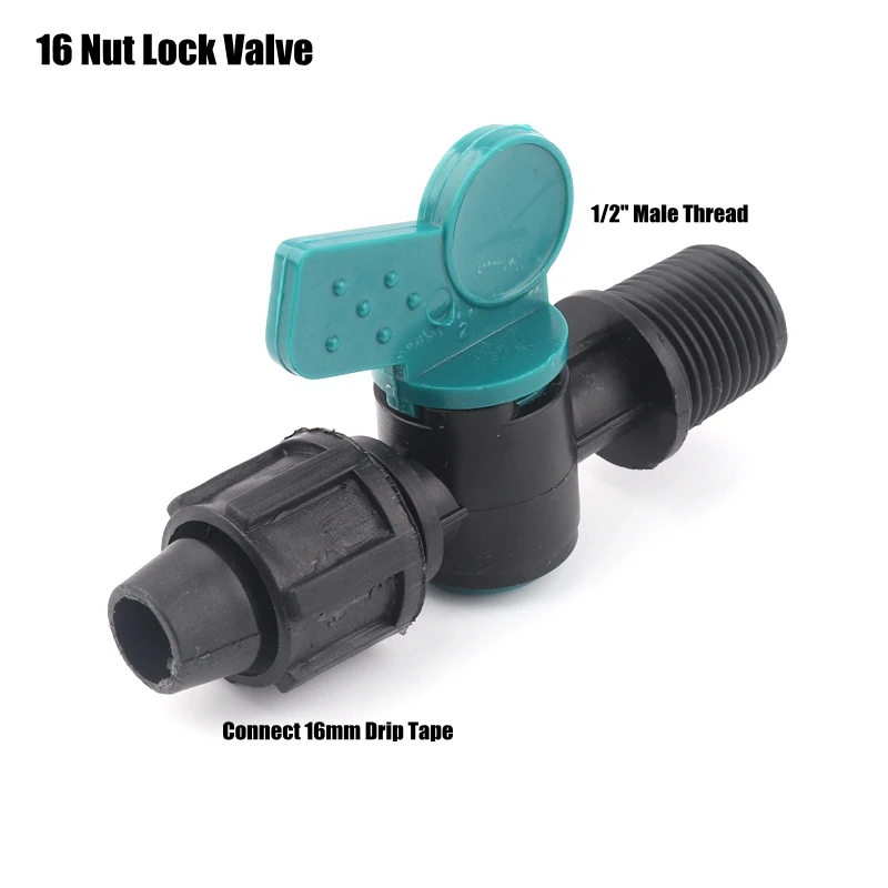 2pcs 16 Irrigation PE Pipe Drip Tape Ball Valve Gardening Irrigation System Joints Farm Greenhouse Bonsai Irrigator Fittings