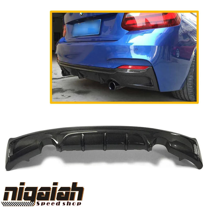 F22 Carbon Fiber Car Rear Bumper Lip Spoiler Diffuser for BMW F22 M Sport Coupe Convertible 14-17 Black FRP 220i 230i 235i