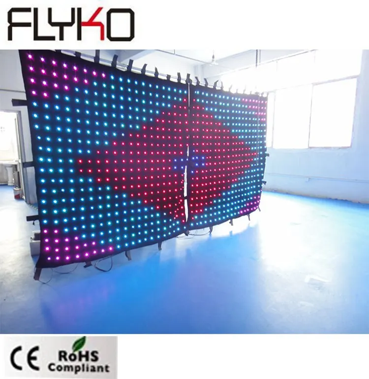 cheap price  P100mm 2m*2m indoor or semi-outdoor high brightness programmable led video cloth screen