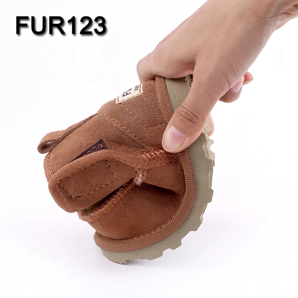 Children Boots Thick Warm Shoes Real Fur Suede Buckle Boys Girls Snow Boots Kids Waterproof Real Fur Baby Boots